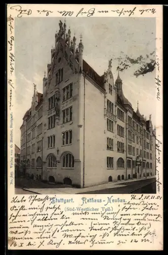 AK Stuttgart, Süd-Westlicher Teil des Rathaus-Neubaus