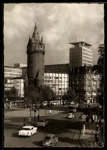AK Frankfurt a. M., Eschenheimer Tor mit Fernmelde-Hochhaus
