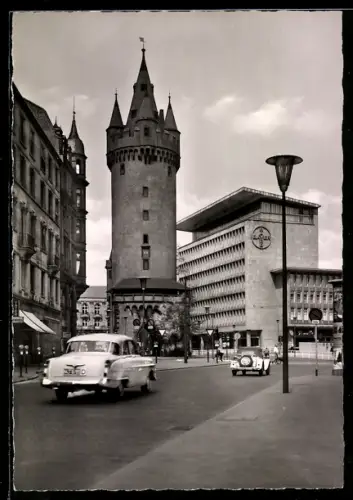 AK Frankfurt am Main, Eschenheimer Turm und Bayer-Haus