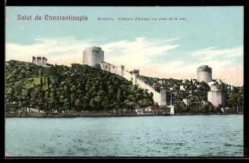 AK Constantinople, Bosphore, Chateaux d`Europe vue prise de la mer