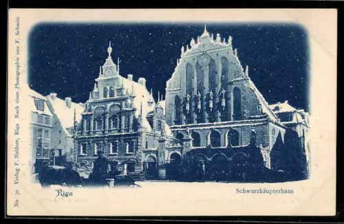 AK Riga, Ansicht vom Schwarzhäupterhaus