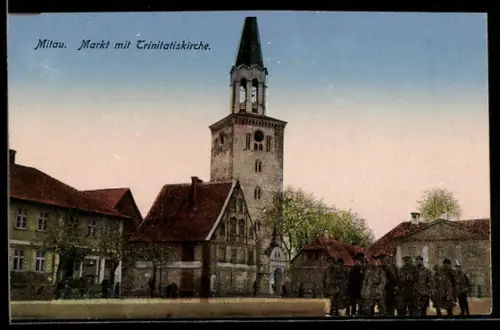 AK Mitau, Markt mit Trinitatiskirche