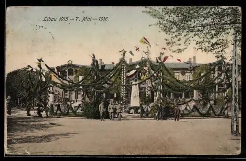 AK Libau, Strassenpartie mit Soldaten 1916