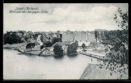 AK Subat /Kurland, Blick über den See gegen Osten