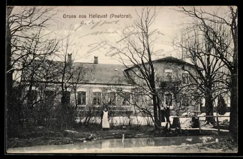 AK Hellevad, Pastorat mit Teich und Bewohnern