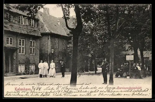 AK Kopenhagen, Garnisonshospital mit Garten, Ärzte, Schwestern, Patienten
