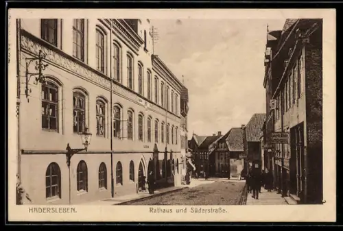 AK Hadersleben, Rathaus und Süderstrasse
