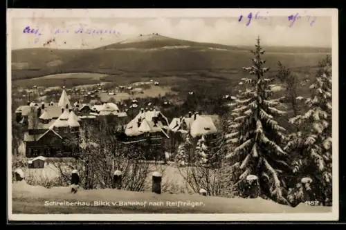 AK Schreiberhau, Blick v. Bahnhof nach Reifträger