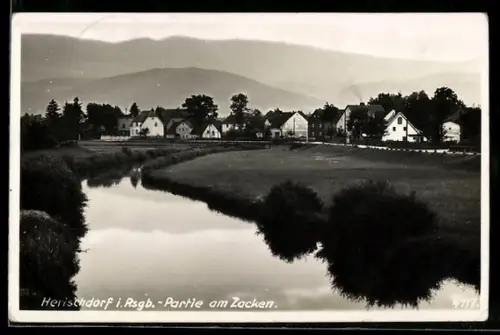 AK Herischdorf /Riesengebirge, Partie am Zacken, Ortspanorama