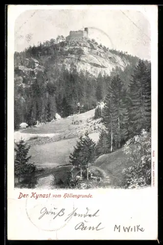 AK Kynast, Burgruine vom Höllengrunde aus