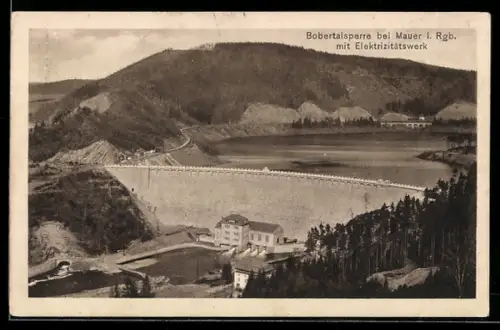 AK Mauer i. Rgb., Bobertalsperre mit Elektrizitätswerk