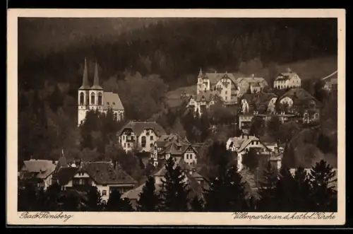 AK Bad Flinsberg, Villenpartie an der kath. Kirche