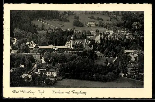 AK Bad Flinsberg /Isergeb., Kurhaus mit Umgebung aus der Vogelschau