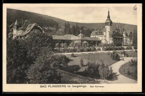 AK Bad Flinsberg /Isergeb., Kurhaus mit Anlagen aus der Vogelschau