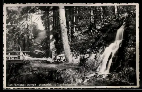 AK Bad Flinsberg /Isergeb., Wasserfall i. d. Steinbachschlucht