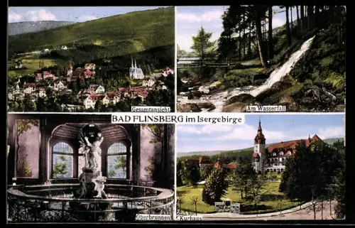 AK Bad Flinsberg, Am Wasserfall, Oberbrunnen & Kurhaus