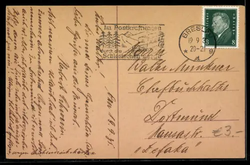 AK Breslau, Rathaus mit Denkmal