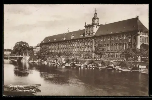 AK Breslau, Universität, Ansicht vom Wasser