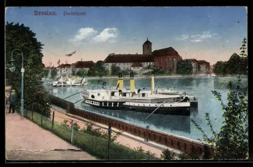 AK Breslau, Dominsel mit Dampferanlegestelle