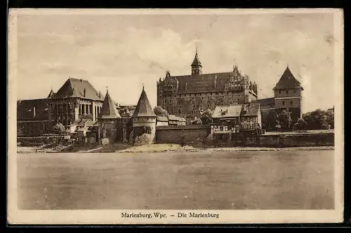AK Marienburg / Malbork, Uferansicht mit Burg