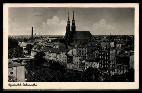 AK Oppeln /O.-S., Teilansicht mit Kirche