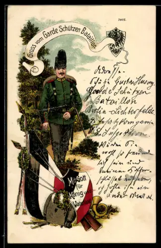 Künstler-AK Soldat des Garde Schützen-Bataillons, Regiment