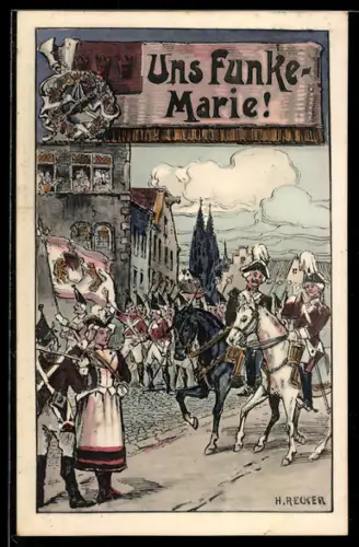 AK Köln, Militärparade zum Karneval, Uns Funke-Marie