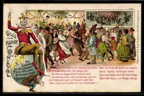 Künstler-AK Bruno Bürger & Ottillie: Karnevalsfeier, Narr hebt sein Glas