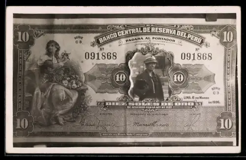 AK Portrait einer Person in einem peruanischen Geldschein