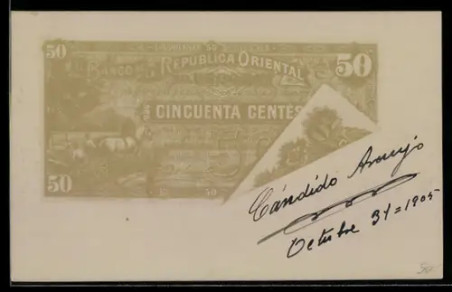 AK Geldschein Uruguay 50 pesos