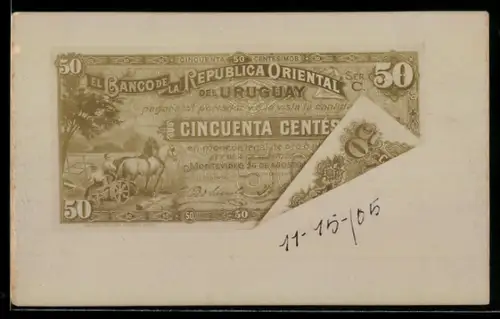 AK Geldschein Uruguay, 50 Centesimos