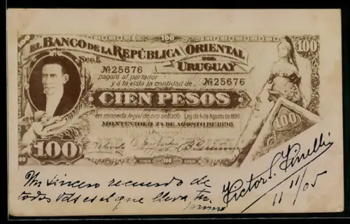 AK Geldschein Uruguay, 100 Pesos
