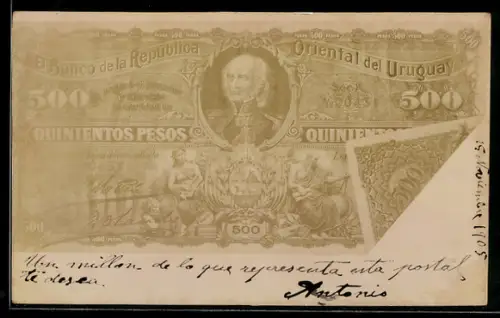 AK Geldschein Uruguay, 500 Pesos