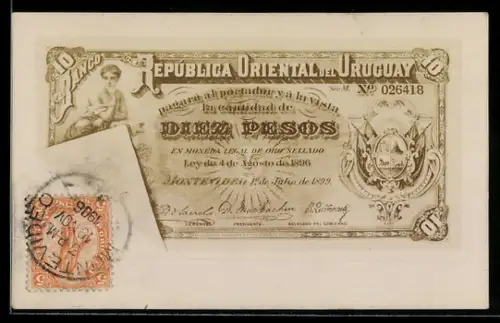 AK Geldschein Uruguay, 10 Pesos