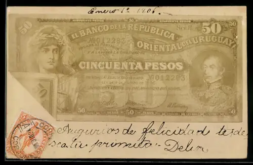 AK Geldschein Uruguay, 50 Pesos