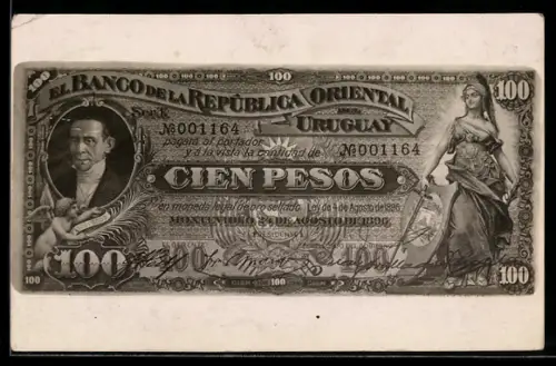 AK Geldschein Uruguay, 100 Pesos