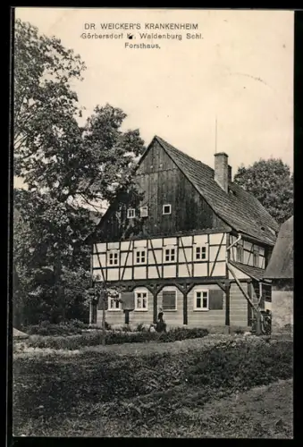 AK Görbersdorf /Waldenburg, Dr. Weicker`s Krankenheim, Forsthaus in der Aussenansicht