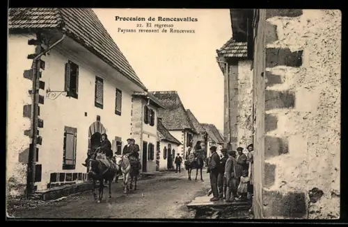 AK Roncevalles, El regresso, Paysans revenant de Roncevaux