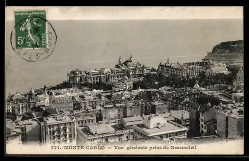 AK Monte-Carlo, Vue générale prise de Beausoleil