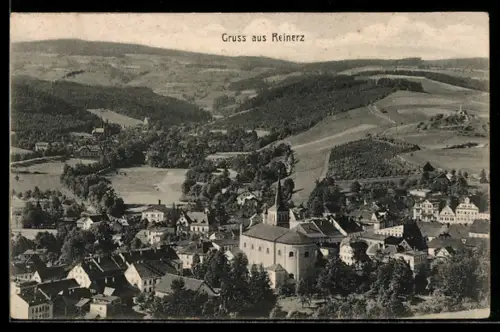 AK Reinerz, Teilansicht mit Kirche