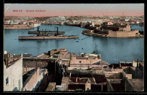 AK Malta, Panorama mit Grand Harbour