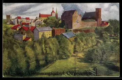 AK Allenstein, Teilansicht mit Burg