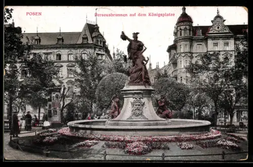 AK Posen / Poznan, Perseusbrunnen auf dem Königsplatze