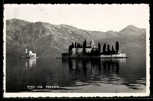 AK Perast, Panorama mit Kirche