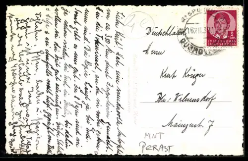 AK Perast, Panorama mit Kirche