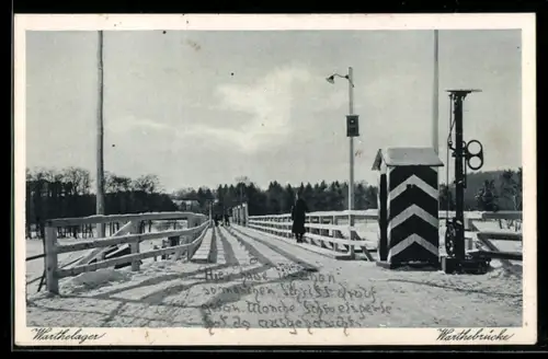 AK Warthelager, Warthebrücke im Winter