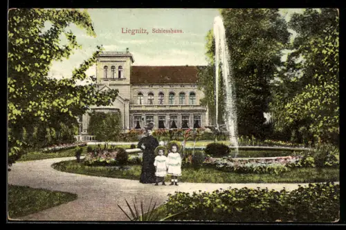 AK Liegnitz, Schiesshaus mit Gartenanlage