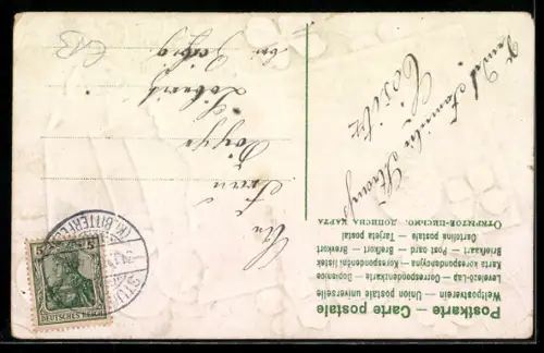 AK Neujahrsgruss, Goldmark, Kleeblatt