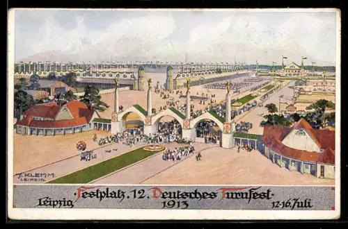 Künstler-AK Leipzig, XII. Deutsches Turnfest 1913, Der Festplatz