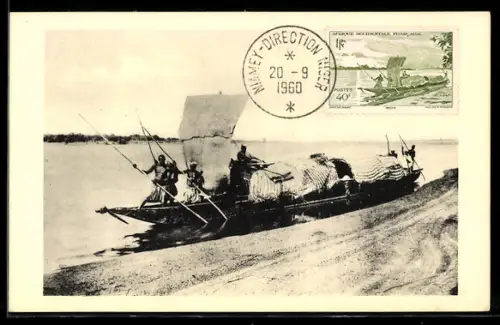 AK Soudan Francais, Pirogue sur le Niger